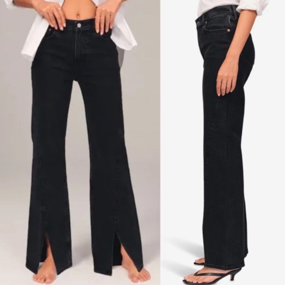 Abercrombie The 90s Relaxed Jean High Rise Split Hem X Short Size 27/4